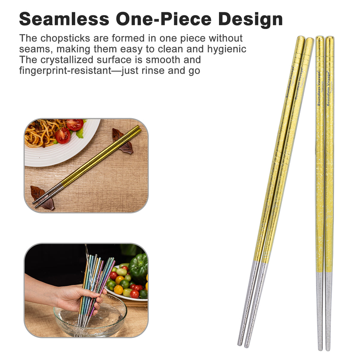 Boundless Voyage Colorful Titanium Chopsticks – Ultralight Non-Slip Reusable Chopsticks for Camping, Travel & Everyday Dining