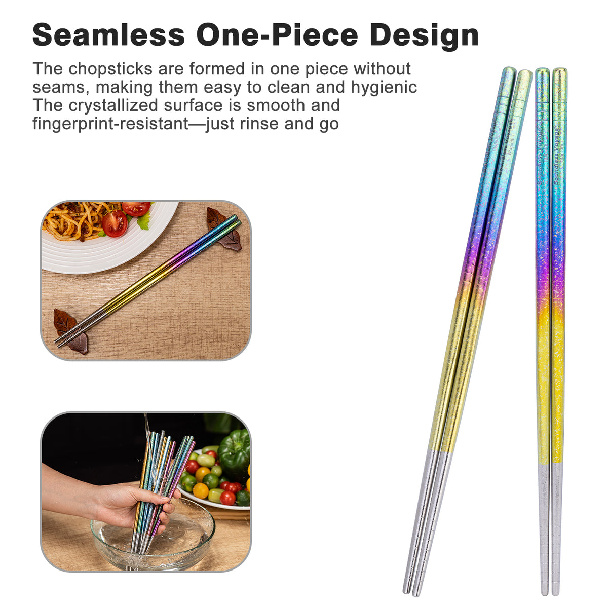 Boundless Voyage Colorful Titanium Chopsticks – Ultralight Non-Slip Reusable Chopsticks for Camping, Travel & Everyday Dining