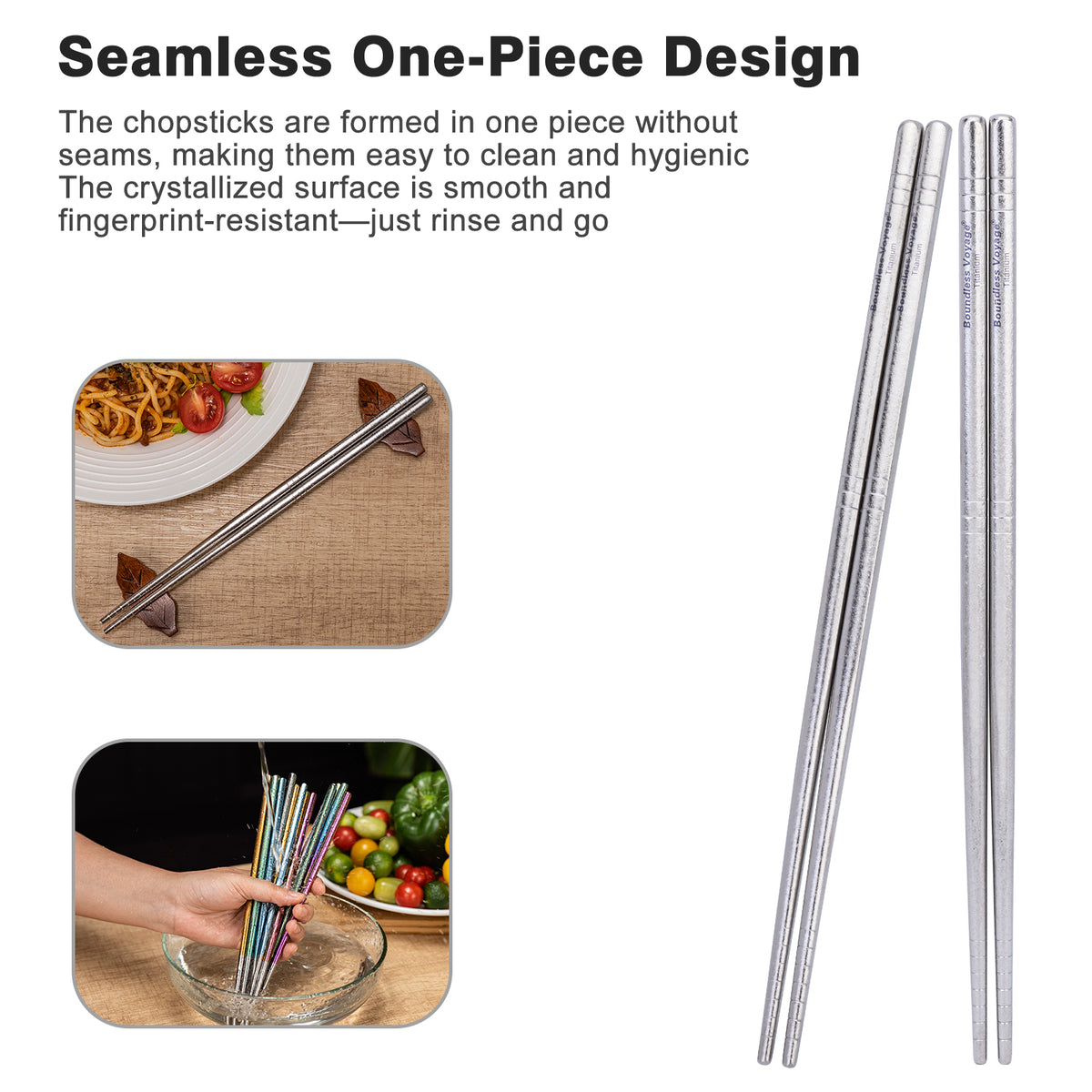 Boundless Voyage Colorful Titanium Chopsticks – Ultralight Non-Slip Reusable Chopsticks for Camping, Travel & Everyday Dining