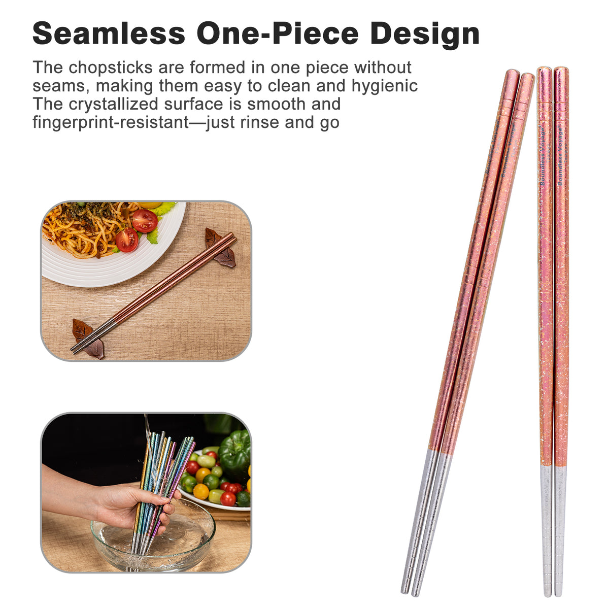 Boundless Voyage Colorful Titanium Chopsticks – Ultralight Non-Slip Reusable Chopsticks for Camping, Travel & Everyday Dining