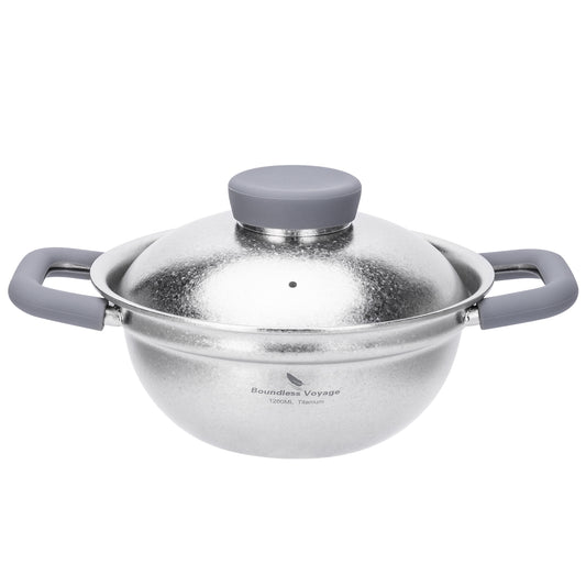 Boundless Voyage 1200ml Pure Titanium Cooking Pot with Lid – 1.2L Non-Coated Soup Pot for Camping, Hot Pot & Home Cooking