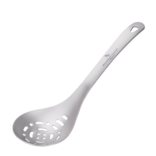 Boundless Voyage Ultralight Titanium Soup Skimmer & Colander – Long Handle Portable Cooking Tool for Frying & Kitchen Use