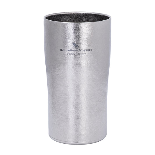 Boundless Voyage Titanium Double-Walled Cup 300ml – Ultralight Crystallized Finish Mug for Coffee, Beer & Outdoor Camping