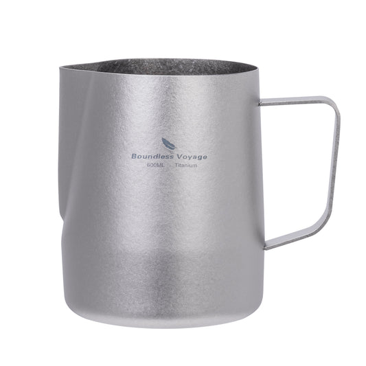 Boundless Voyage Titanium Espresso Steaming Pitcher – Milk Frother Cup with Round Spout for Barista Latte Art & Coffee