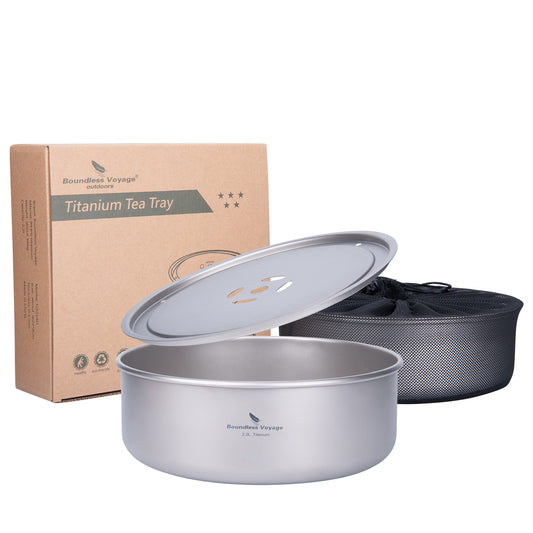 Boundless Voyage Titanium Tea Tray with Drainage – Portable Tea & Coffee Serving Tray for Travel, Home, Office & Outdoor Brewing