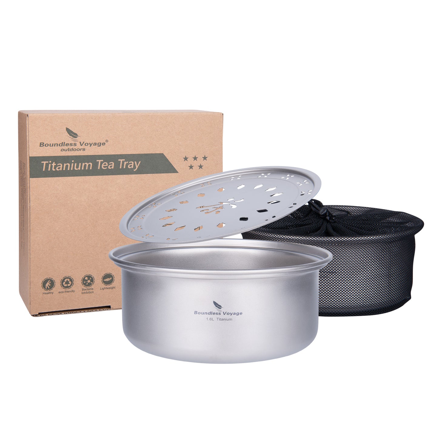 Boundless Voyage Titanium Tea Tray – Portable Gongfu Tea Board for Outdoor Tea Brewing, Camping, Travel & Car Tea Setup