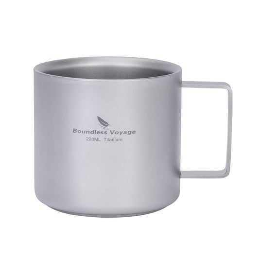 Boundless Voyage 220ml Double-Walled Titanium Cup | Ultralight Insulated Mini Coffee Mug | Anti-Scalding Tea Cup for Camping, Travel & Home