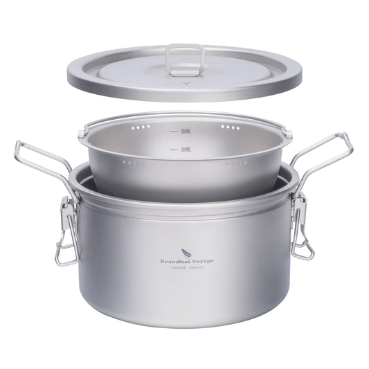 Boundless Voyage Titanium Pot Multifunctional Cooker Ultralight Rice Cooker Outdoor Cookware