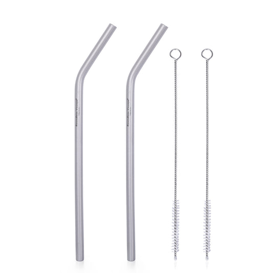 Boundless Voyage Titanium Curved Straw – Reusable Ultralight Metal Drinking Straw for Camping & Everyday Use