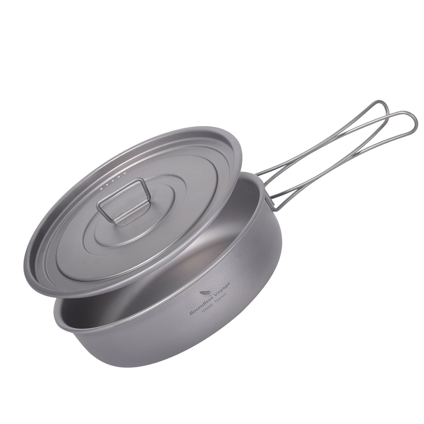 Boundless Voyage Titanium Frying Pan with Folding Handles & Lid – Ultralight Outdoor Camping Skillet & Griddle | Durable, Portable & Eco-Friendly Tableware