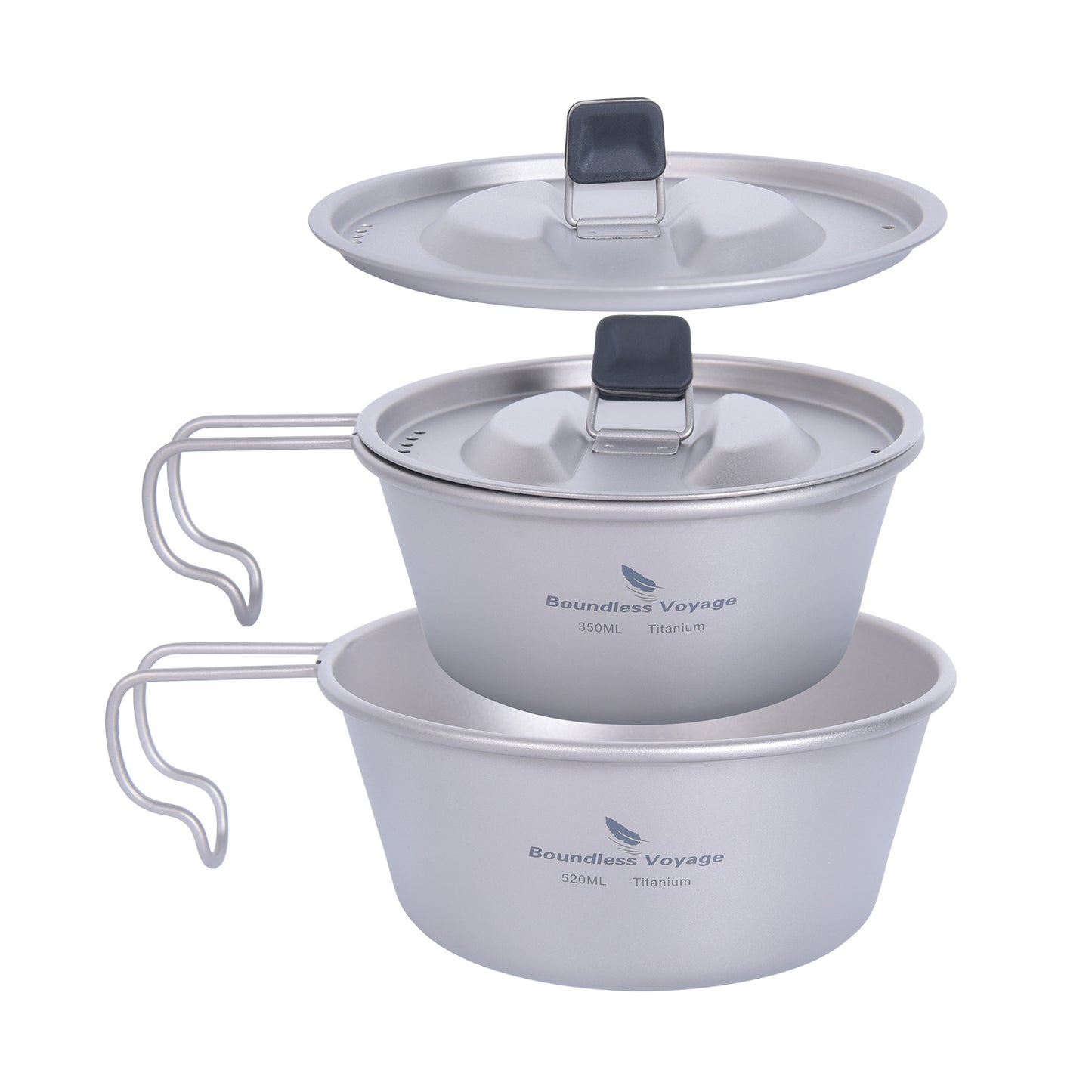 Boundless Voyage Titanium Sierra Cup Set with Lid – 350ml & 520ml Ultralight Camping Mug Bowls for Cooking & Outdoor Use