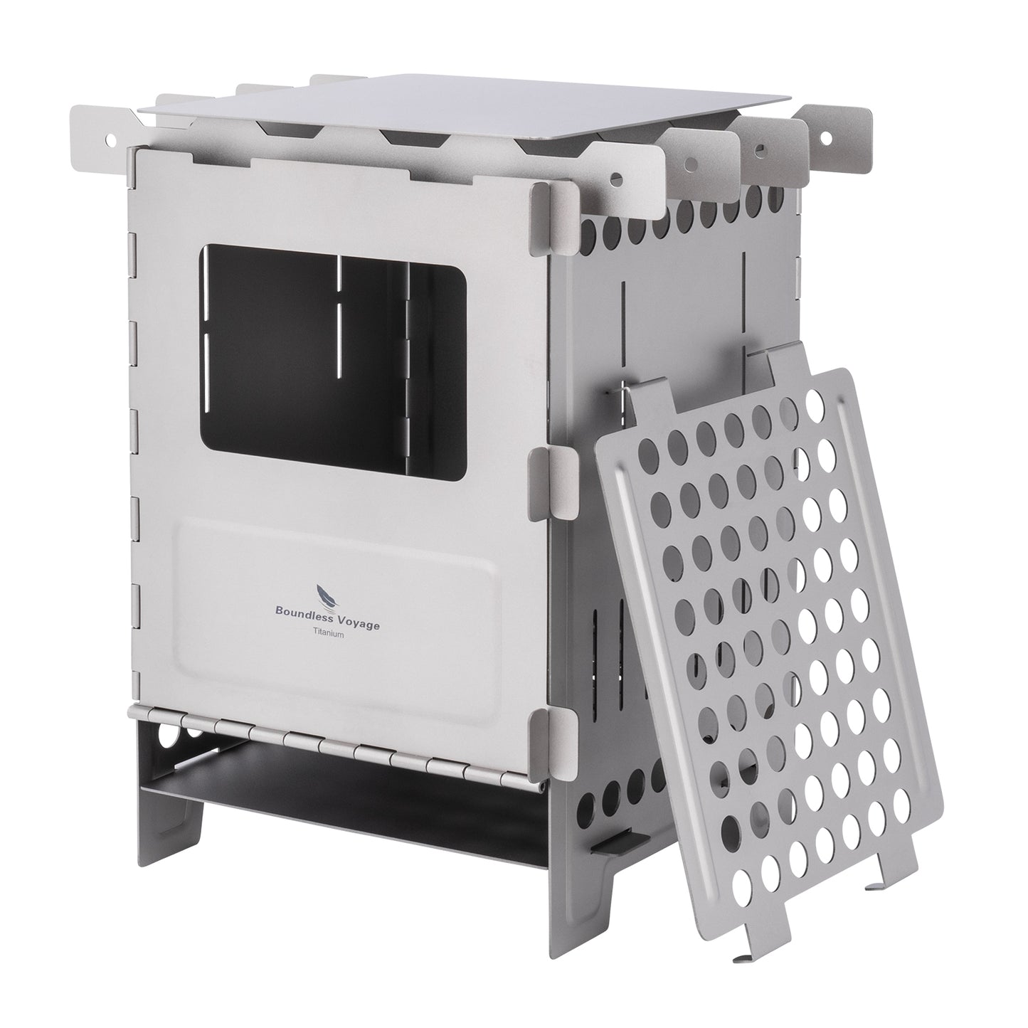 Boundless Voyage Titanium Wood Stove Ultralight Camping Charcoal Burner for Backpacking Hiking & Outdoor Cooking