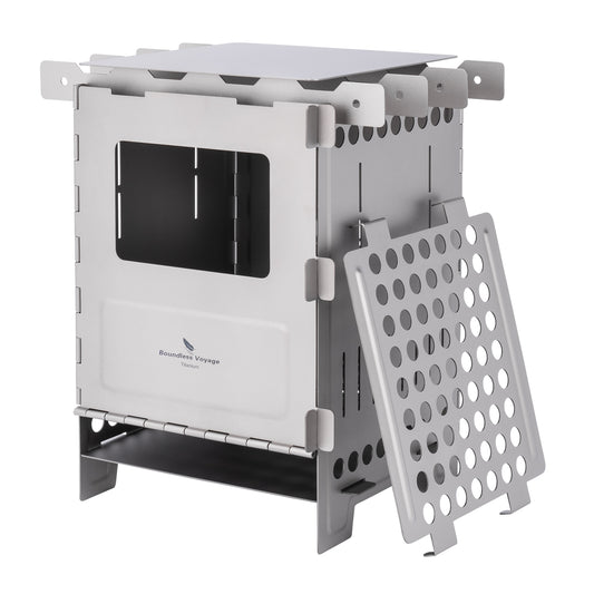 Boundless Voyage Titanium Wood Stove Ultralight Camping Charcoal Burner for Backpacking Hiking & Outdoor Cooking