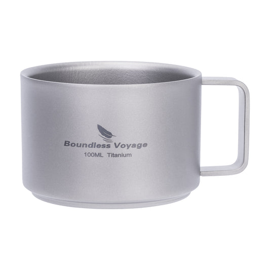 Boundless Voyage Titanium Double Wall Coffee Cup 100ml For Home Outdoor Camping Lightweight