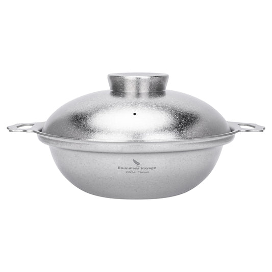 Boundless Voyage 2500ml Pure Titanium Camping Pot with Lid – Large Non-Coated Cooking Pot for Camping, Hot Pot & Outdoor Cooking