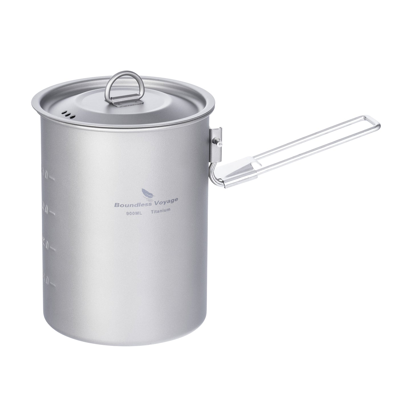 Boundless Voyage TA1 Titanium Outdoor Pot with Lid – Ultralight Folding Handle Camping, Hiking & Picnic Cookware