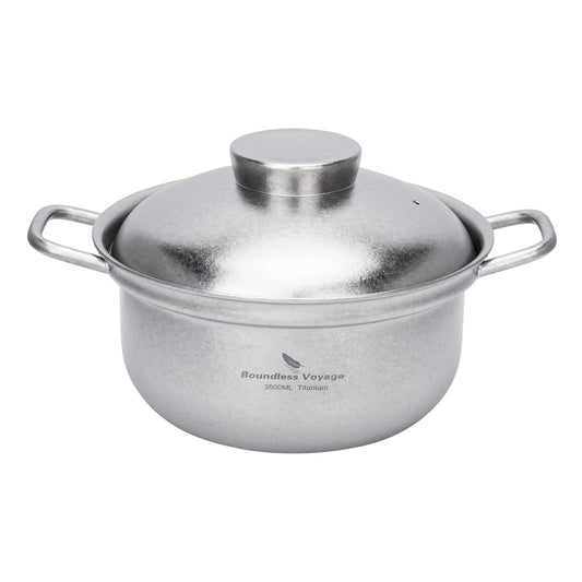 Boundless Voyage 3.5L Titanium Cooking Pot – Heavy-Duty Thick-Wall Stock Pot with Vented Lid for Home Kitchen & Outdoor Cooking