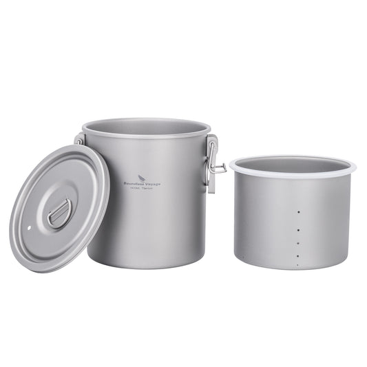 Boundless Voyage Titanium Rice Cooker Pot Ultralight Camping Cookware for Hiking & Travel