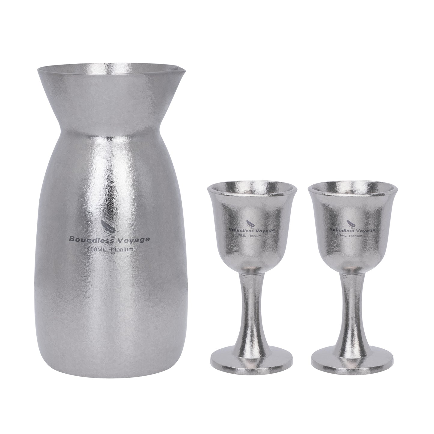 Custom Engraved Titanium Sake Set – Premium 3-Piece Japanese Wine Gift Set with Tokkuri Carafe & Ochoko Cups