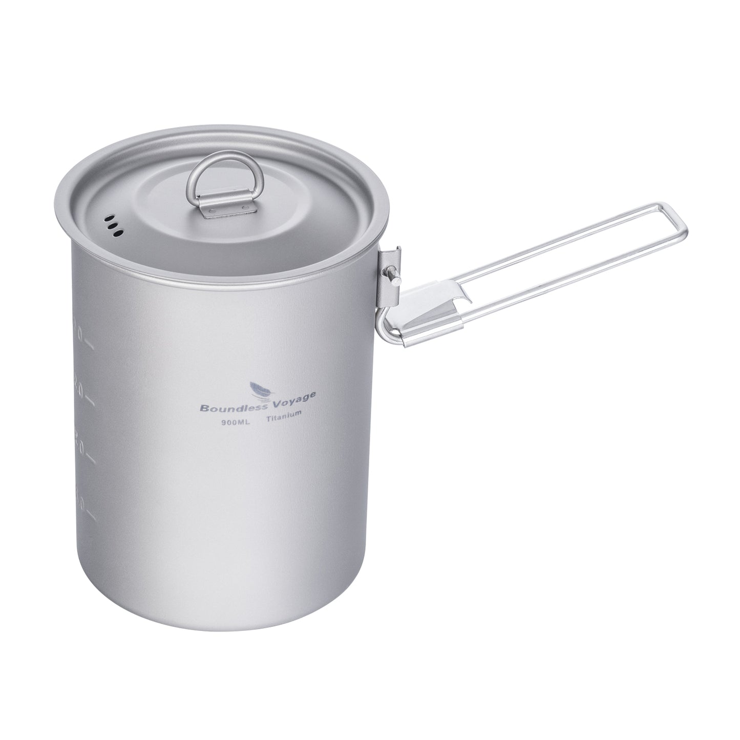 Boundless Voyage TA1 Titanium Outdoor Pot with Lid – Ultralight Folding Handle Camping, Hiking & Picnic Cookware