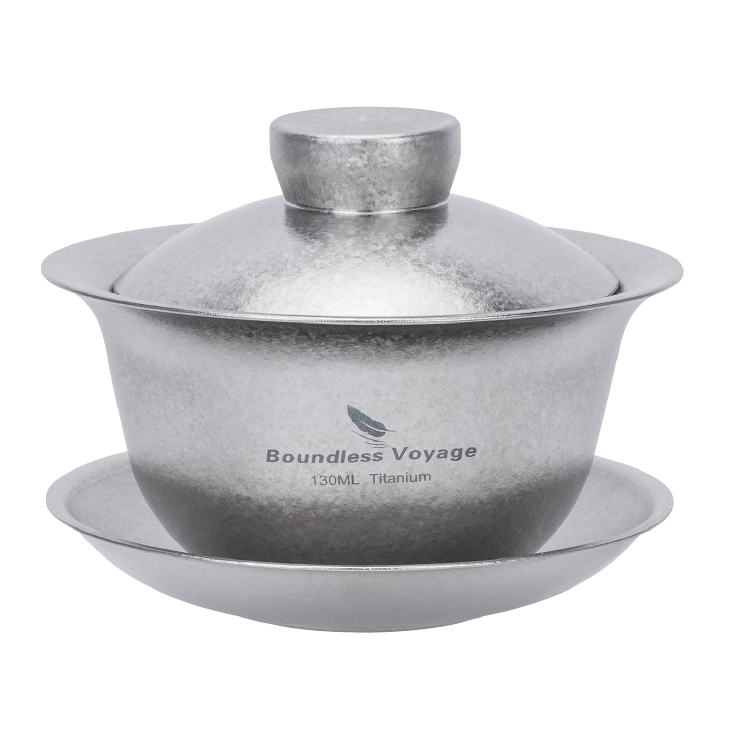 Boundless Voyage 130ml Crystallized Titanium Gaiwan Set | Ultralight 121g Chinese Kung Fu Tea Bowl | Double-Walled Anti-Scald Teacup with Lid & Saucer