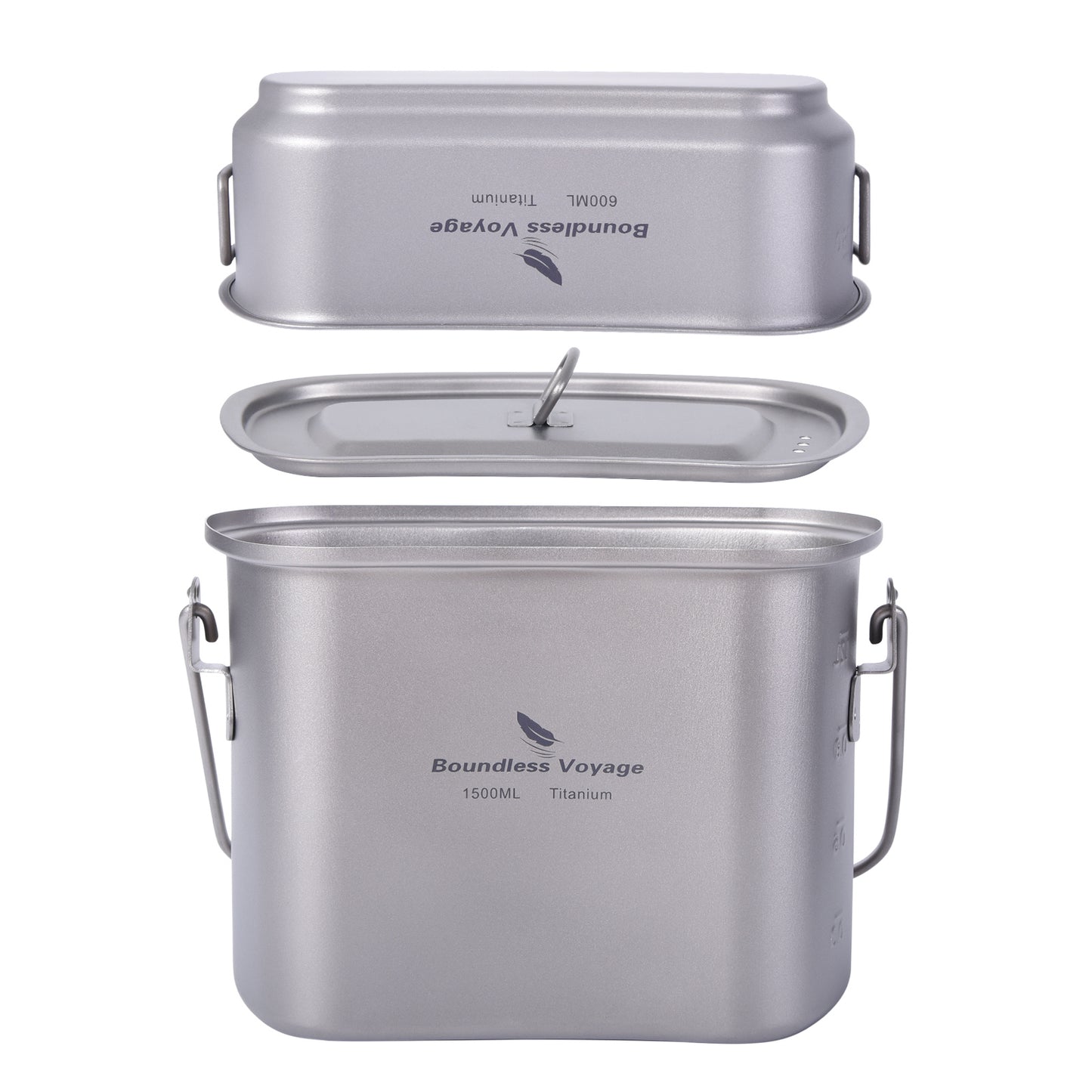 Boundless Voyage Titanium Hanging Pot & Cup Set – Ultralight Campfire Cooking Kit with Lid, TA1 Titanium Camping Cookware for Backpacking, Hiking & Outdoor Use