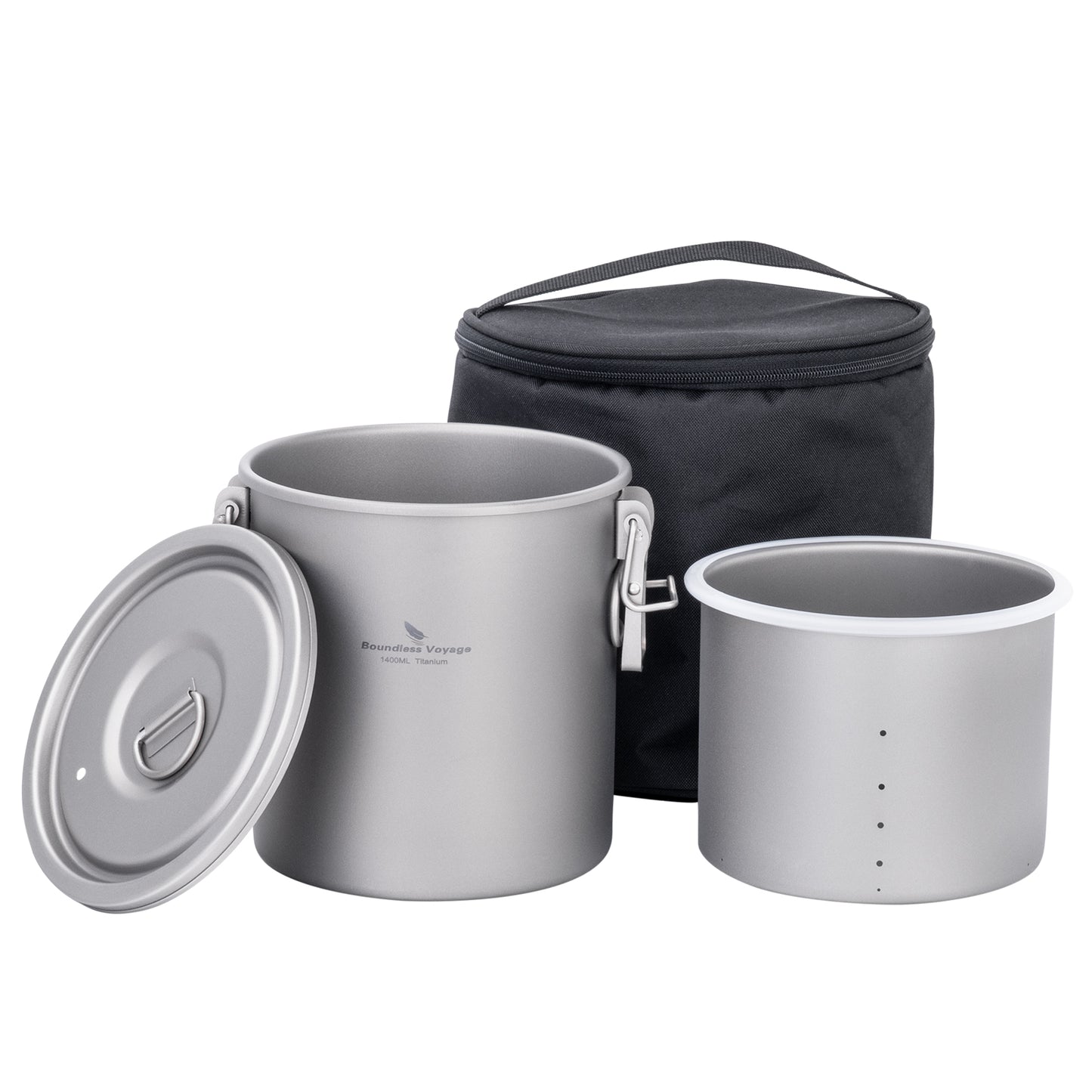 Boundless Voyage Titanium Rice Cooker Pot Ultralight Camping Cookware for Hiking & Travel