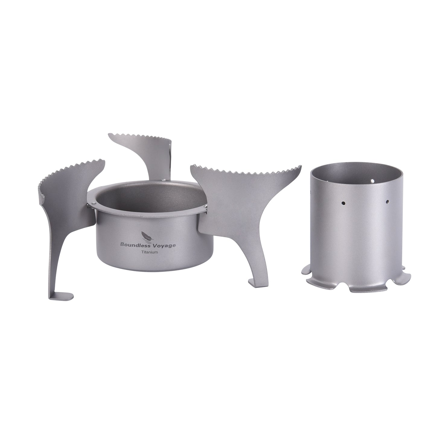 Boundless Voyage Titanium Alcohol Stove with Foldable Stand – Ultralight Spirit Burner for Camping, Backpacking & Outdoor Cooking