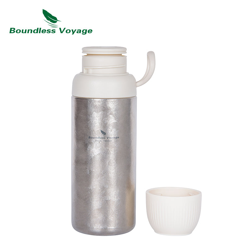 Boundless Voyage Titanium 300ml Vacuum Water Bottle Double-Walled Lightweight Coffee Bottle Leak-Proof Sport Bottle for Travel Outdoor Office