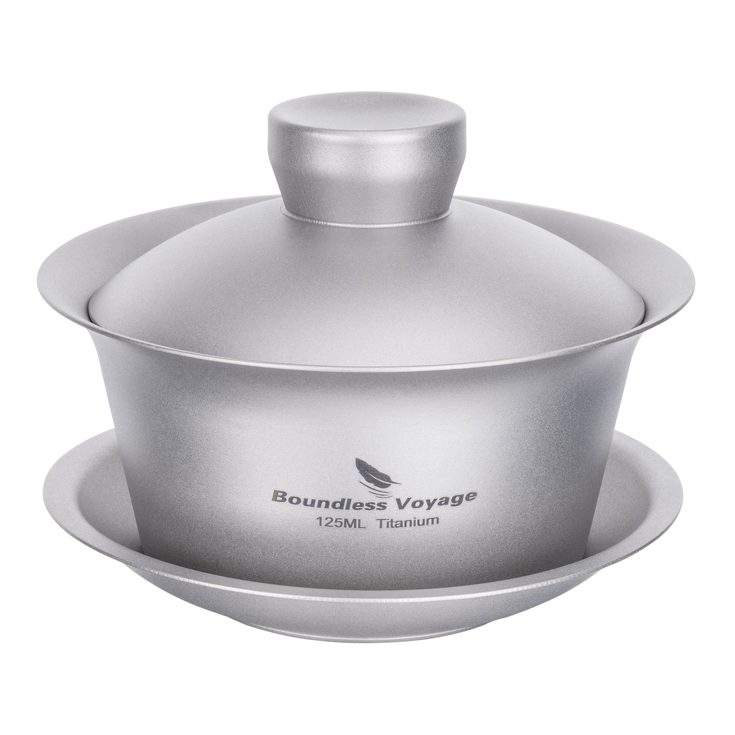 Boundless Voyage Titanium Tea Cup with Lid Traditional Chinese Kung Fu Gaiwan Double-Walled Anti-Scalding Tea Bowl Lightweight Portable Tea Set