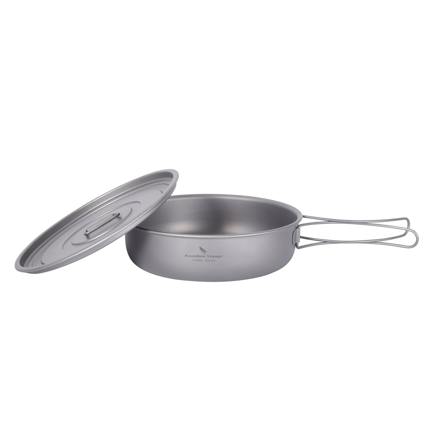Boundless Voyage Titanium Frying Pan with Folding Handles & Lid – Ultralight Outdoor Camping Skillet & Griddle | Durable, Portable & Eco-Friendly Tableware