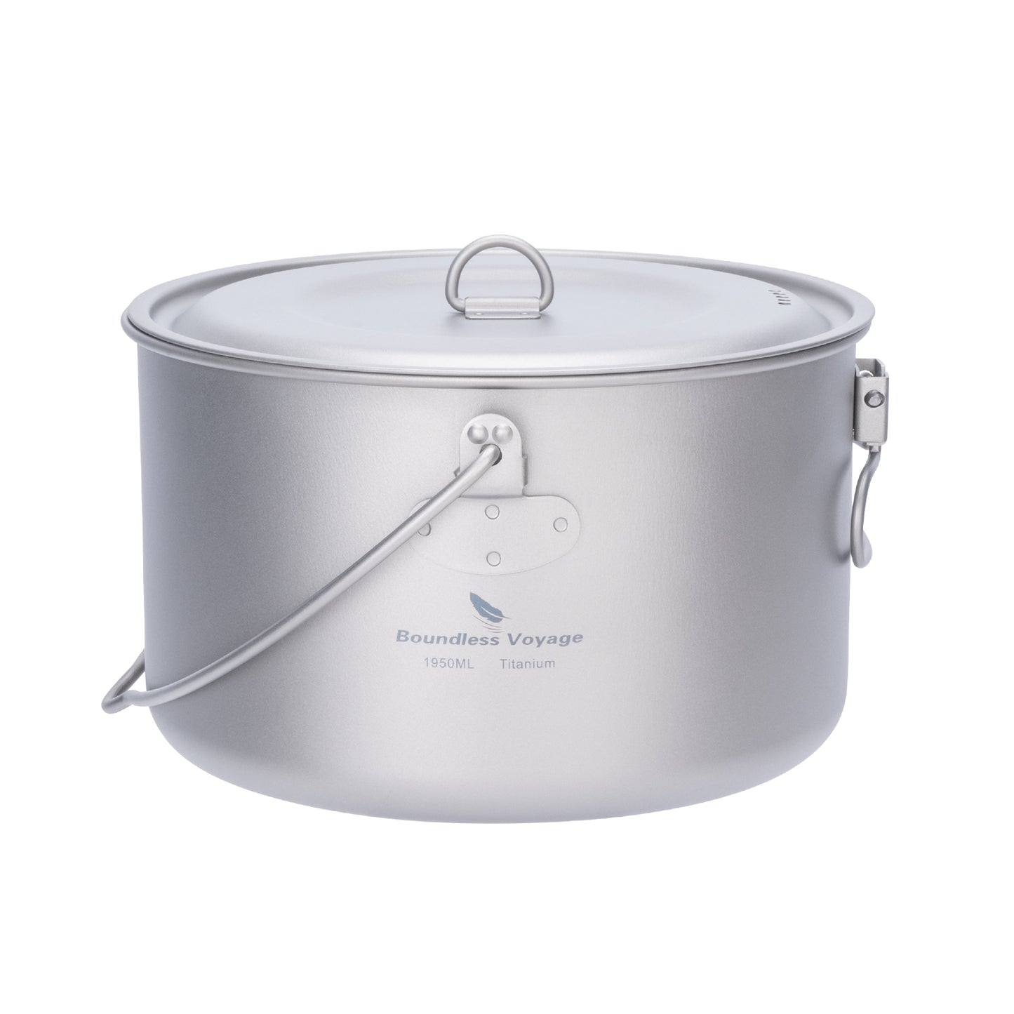 Boundless Voyage 1950ml TA1 Titanium Hanging Pot – Ultralight Campfire Cooking Pot for Camping, Backpacking & Outdoor Bushcraft