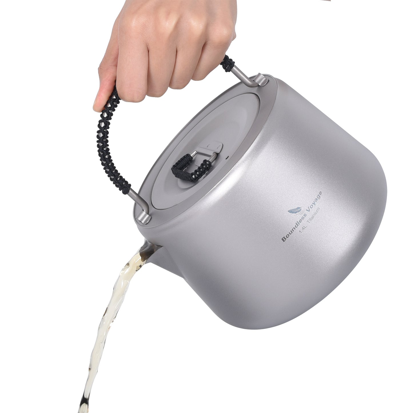 Boundless Voyage 1.4L Ultralight Titanium Kettle with Filter | Anti-Scald Handle & Lid | Perfect for Camping, Hiking, Tea & Coffee