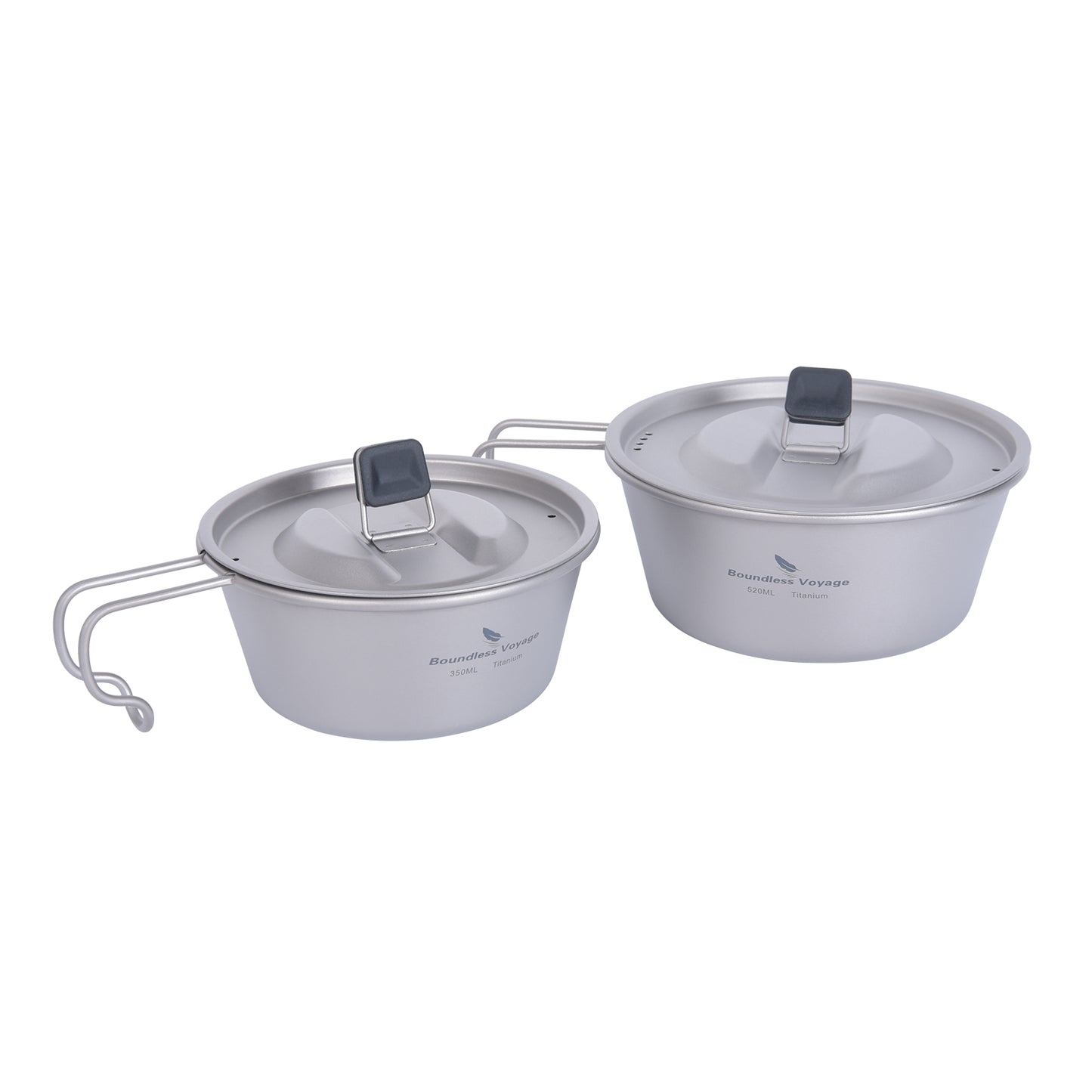 Boundless Voyage Titanium Sierra Cup Set with Lid – 350ml & 520ml Ultralight Camping Mug Bowls for Cooking & Outdoor Use
