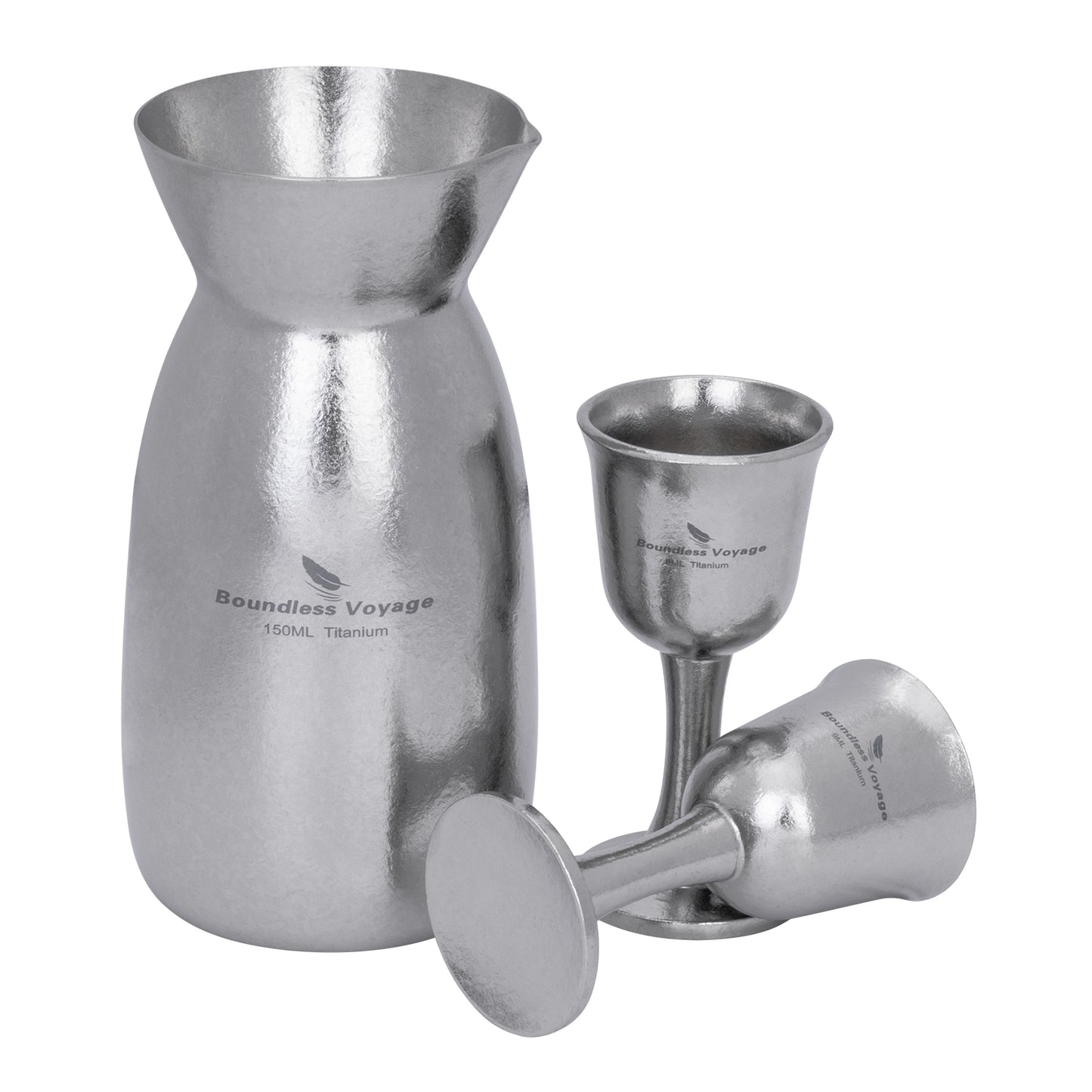Custom Engraved Titanium Sake Set – Premium 3-Piece Japanese Wine Gift Set with Tokkuri Carafe & Ochoko Cups