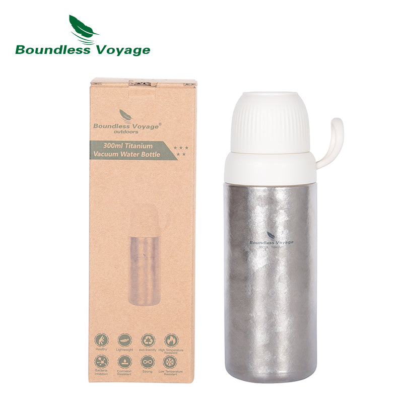 Boundless Voyage Titanium 300ml Vacuum Water Bottle Double-Walled Lightweight Coffee Bottle Leak-Proof Sport Bottle for Travel Outdoor Office