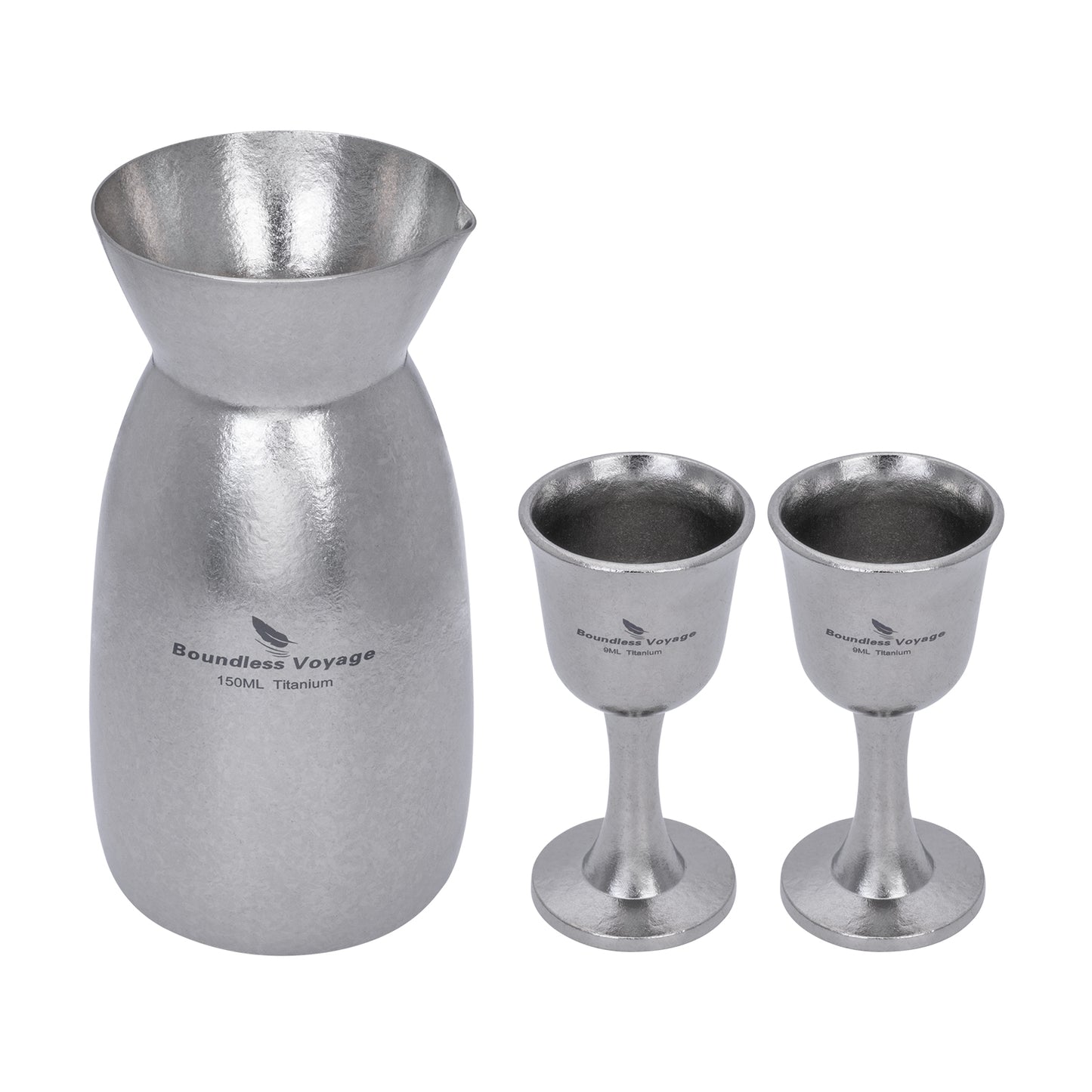 Custom Engraved Titanium Sake Set – Premium 3-Piece Japanese Wine Gift Set with Tokkuri Carafe & Ochoko Cups