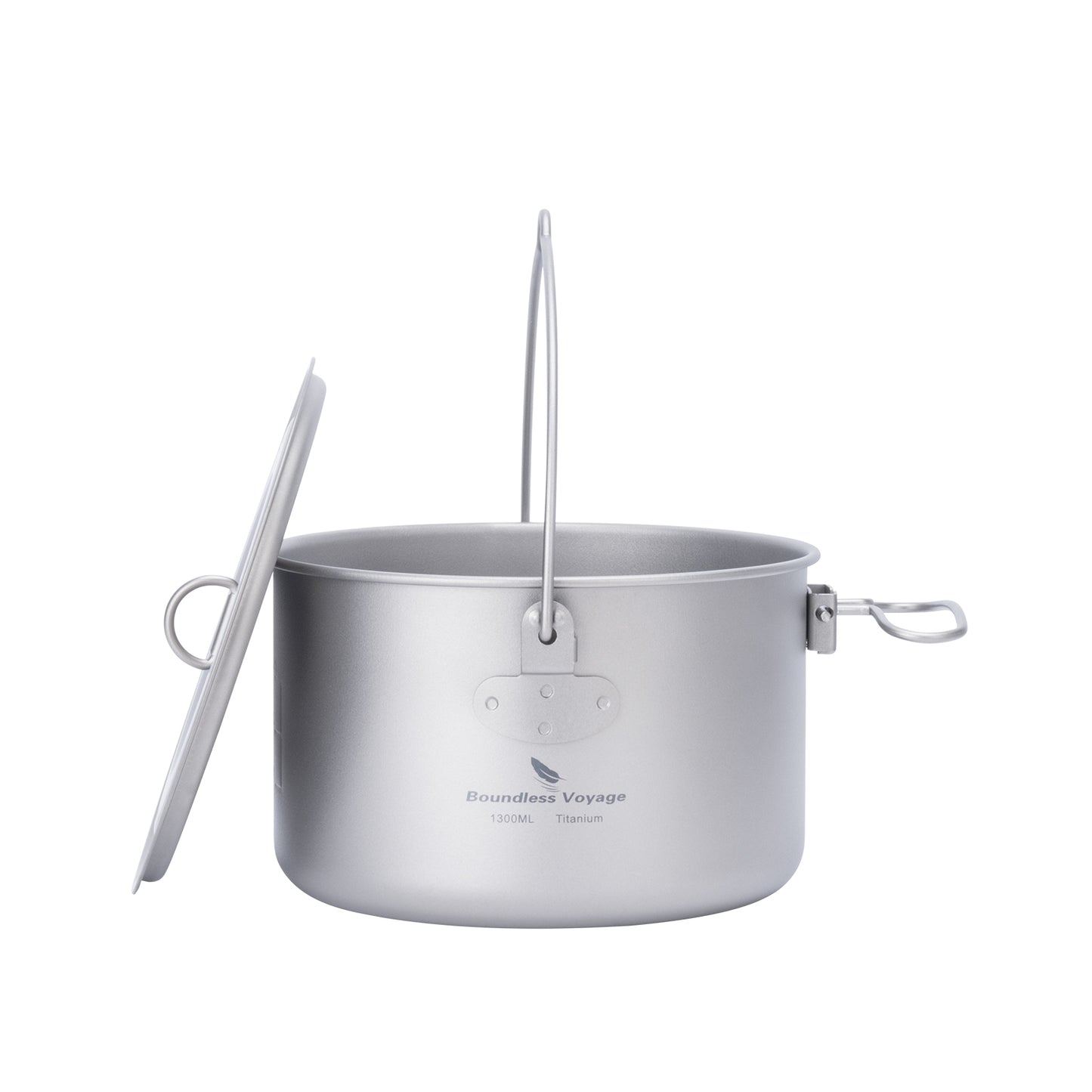 Boundless Voyage 1300ml TA1 Titanium Camping Pot with Lid – Ultralight Folding-Handle Cookware for Hiking, Picnic & Outdoor Soup Cooking