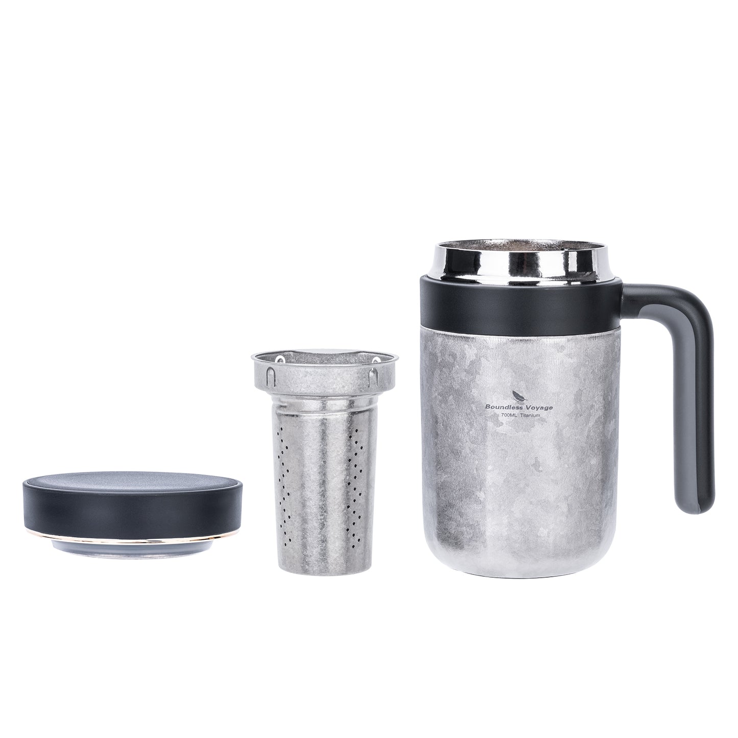 Boundless Voyage Titanium 700ml Double-Walled Insulated Cup with Lid & Filter | Portable Travel Coffee Mug for Hot & Cold Drinks