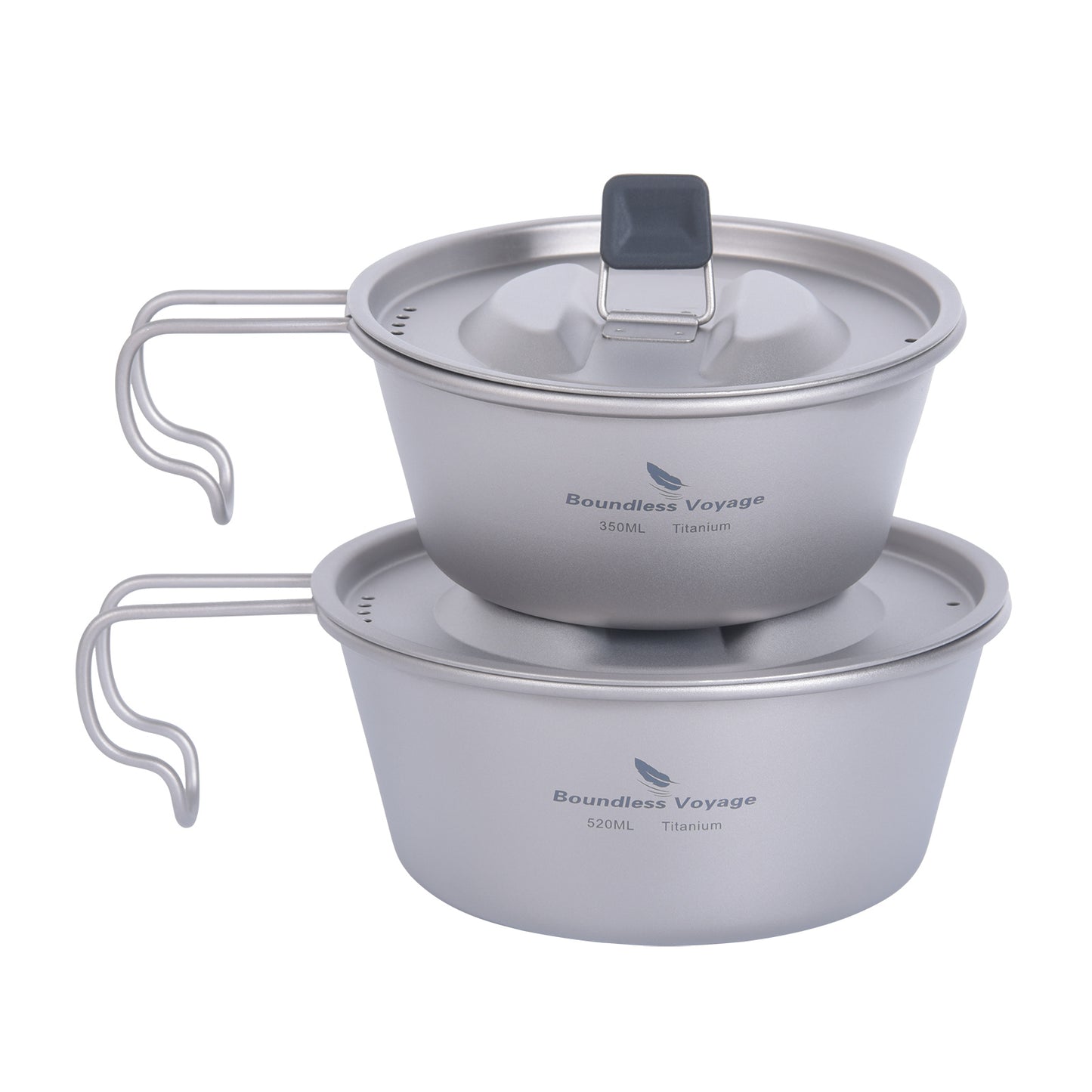 Boundless Voyage Titanium Sierra Cup Set with Lid – 350ml & 520ml Ultralight Camping Mug Bowls for Cooking & Outdoor Use