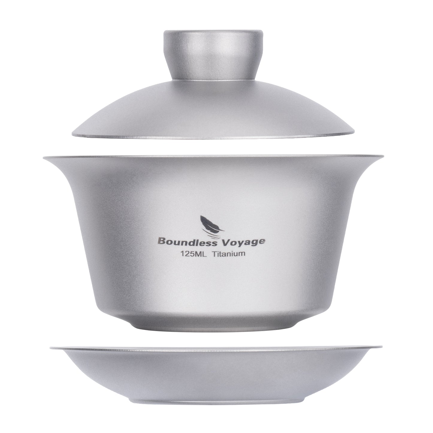 Boundless Voyage Titanium Tea Cup with Lid Traditional Chinese Kung Fu Gaiwan Double-Walled Anti-Scalding Tea Bowl Lightweight Portable Tea Set