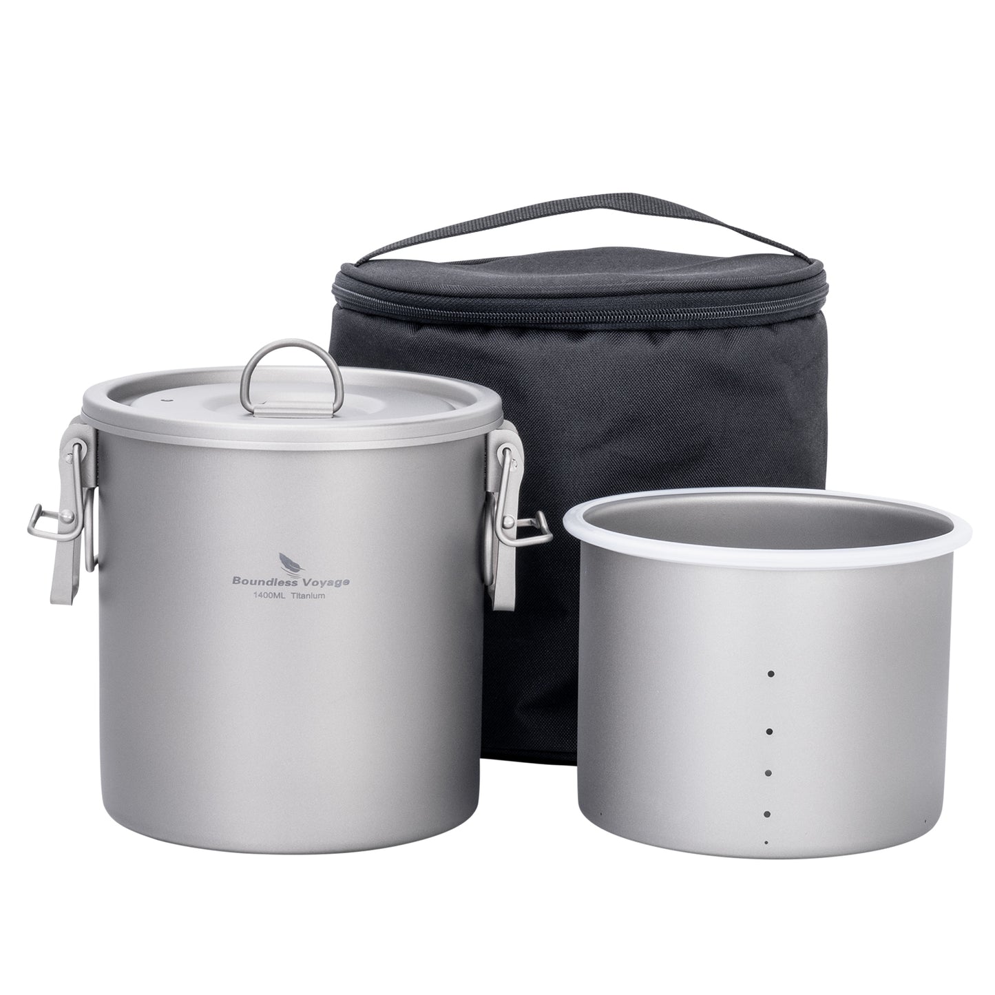 Boundless Voyage Titanium Rice Cooker Pot Ultralight Camping Cookware for Hiking & Travel