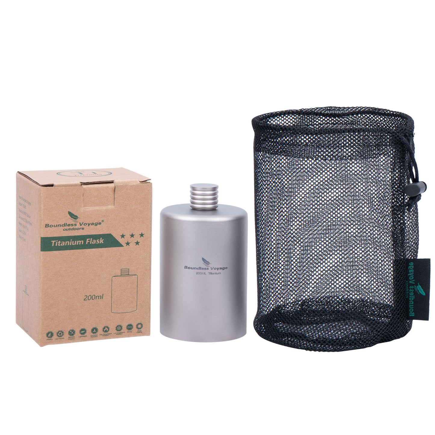 Boundless Voyage 200ml Titanium Pocket Flagon – Ultralight Portable Hip Flask for Camping, Hiking, Travel & Outdoor Adventures