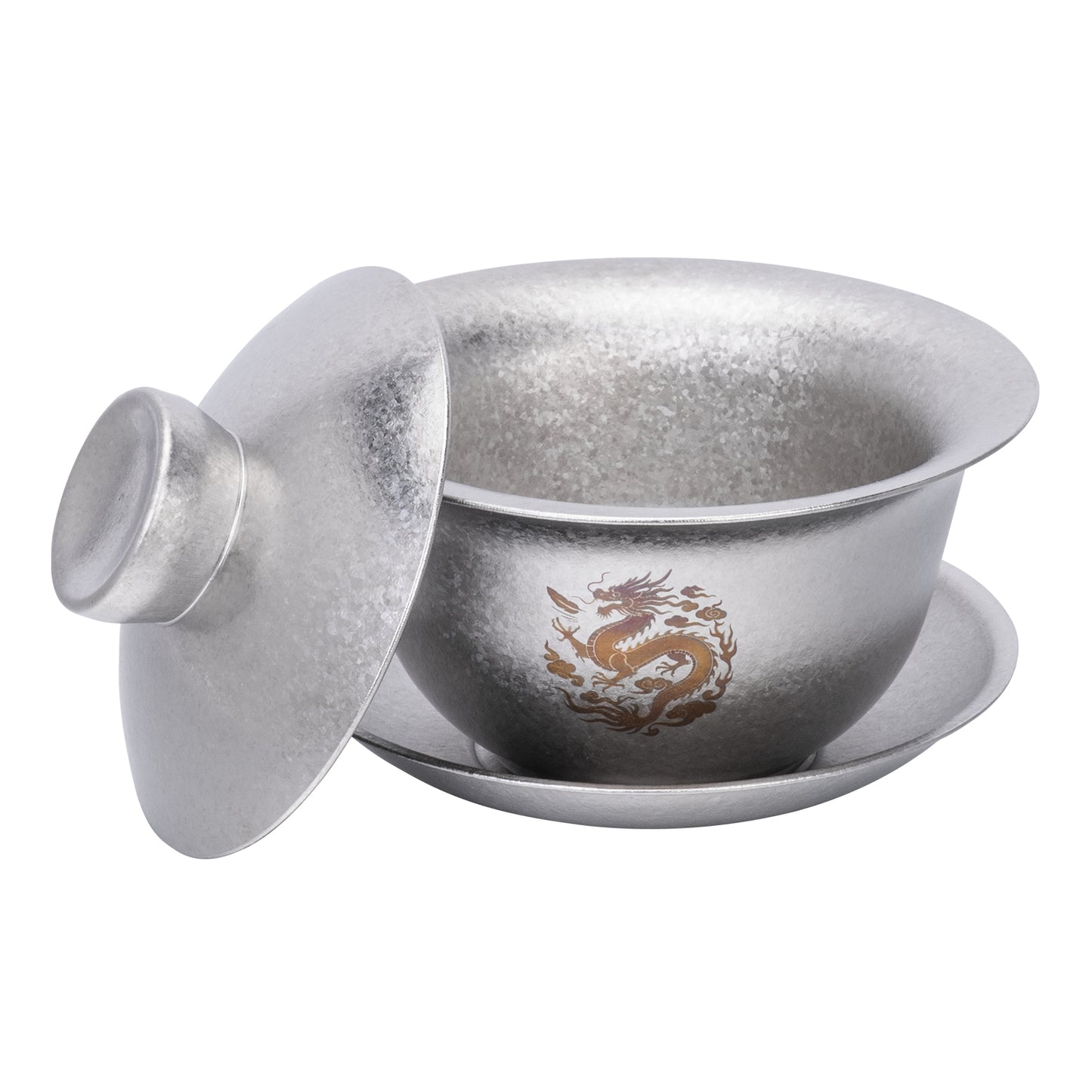 Boundless Voyage 130ml Crystallized Titanium Gaiwan Set | Ultralight 121g Chinese Kung Fu Tea Bowl | Double-Walled Anti-Scald Teacup with Lid & Saucer