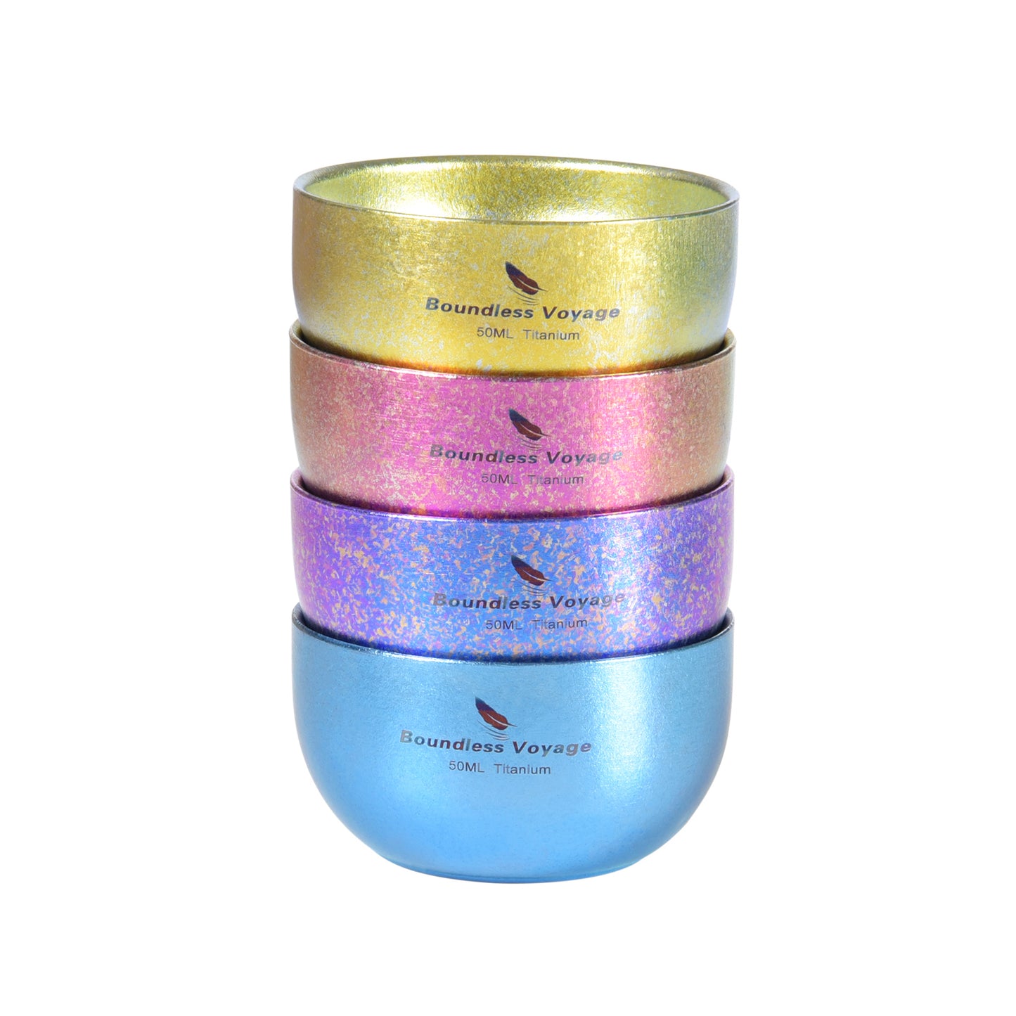 Boundless Voyage 50ml Double-Wall Titanium Cup – Colorful Insulated Espresso & Tea Shot Cup, Ultralight TA1 Titanium Mini Mug for Camping, Whiskey & Travel