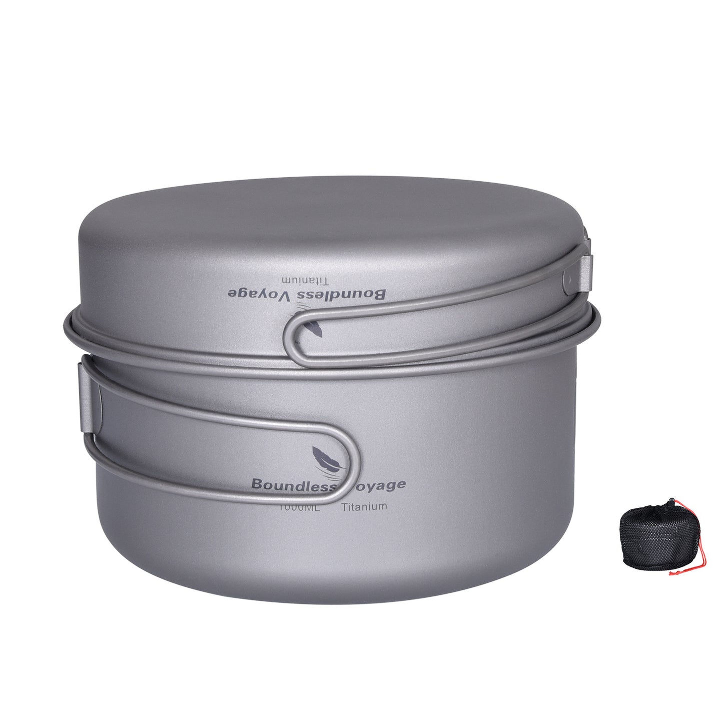 Boundless Voyage Outdoor Titanium Pot Pan Set 500ml+1000ml with Lid Folding Handle Camping Hiking Picnic Ultralight Cookware