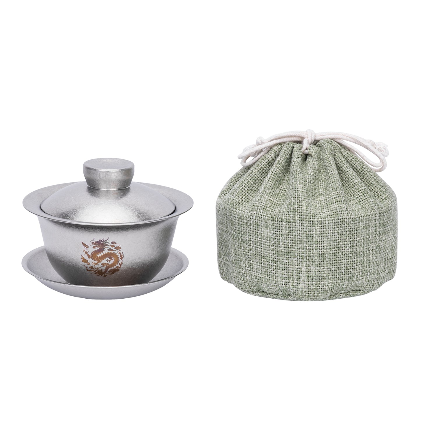 Boundless Voyage 130ml Crystallized Titanium Gaiwan Set | Ultralight 121g Chinese Kung Fu Tea Bowl | Double-Walled Anti-Scald Teacup with Lid & Saucer