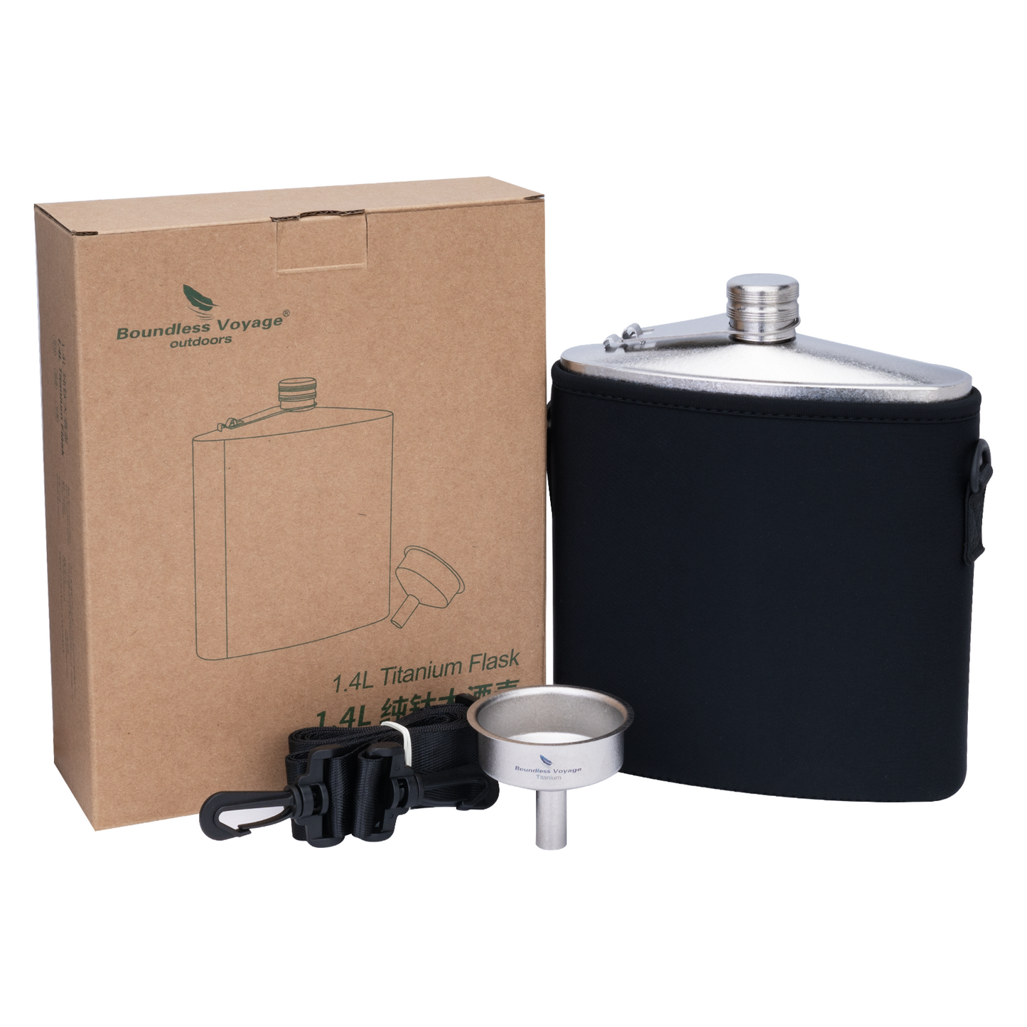 Boundless Voyage 1400ml Large Titanium Water Bottle | 47oz Ultralight Adventure Flask | Leakproof & Non-Toxic Portable Canteen for High-Altitude Hiking, Camping & Survival