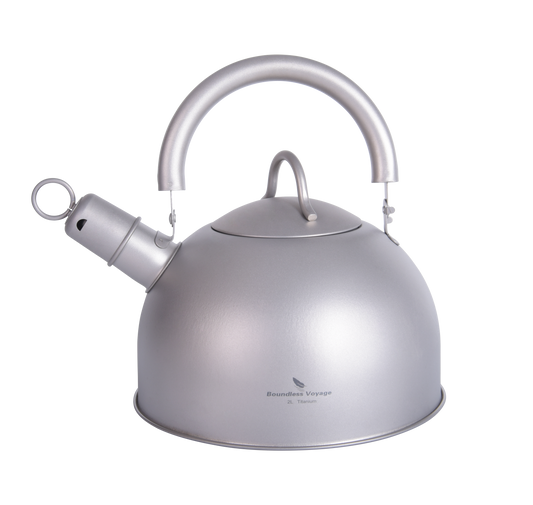 Boundless Voyage 2L Ultralight Titanium Whistling Kettle | Food-Grade TA1 Tea Pot for Family Camping, RV & Home | Fast Boiling & Anti-Ru