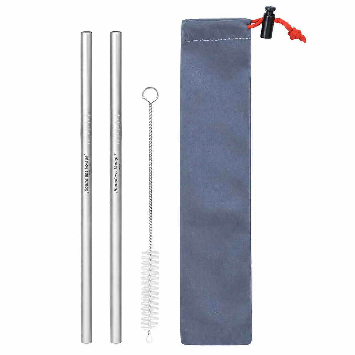 Boundless Voyage Titanium Straw 215mm – TA1 Pure Titanium Reusable Straight Straw with Cleaning Brush & Carry Bag